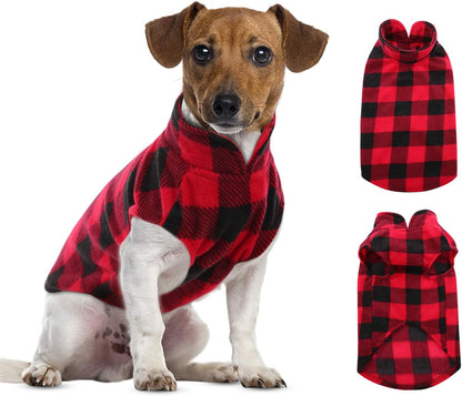Dog Sweater, Plaid Dogs Fleece Vest, Soft Comfortable Pet Pajamas, Warm Winter Puppy Shirt, Cold Weather Coat Jacket Pet Clothes for Small & Medium Dog Breeds