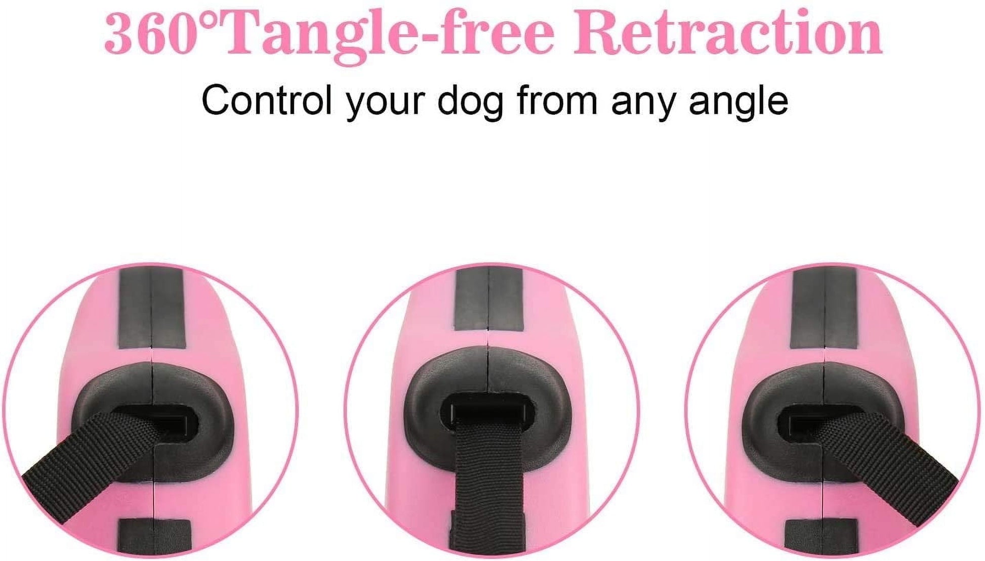 Retractable Dog Leash, 10/16Ftpet Walking Leash with Anti-Slip Handle, Strong Nylon Tape, Tangle-Free, One-Handed One Button Lock & Release, Suitable for Small Medium Dog Cat