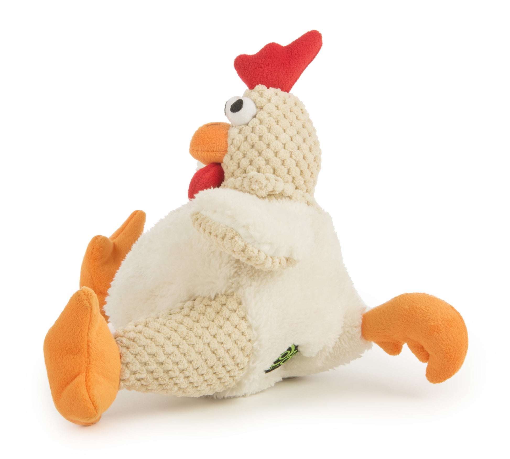 Checkers Fat Rooster Squeaky Plush Dog Toy, Chew Guard Technology - White Large