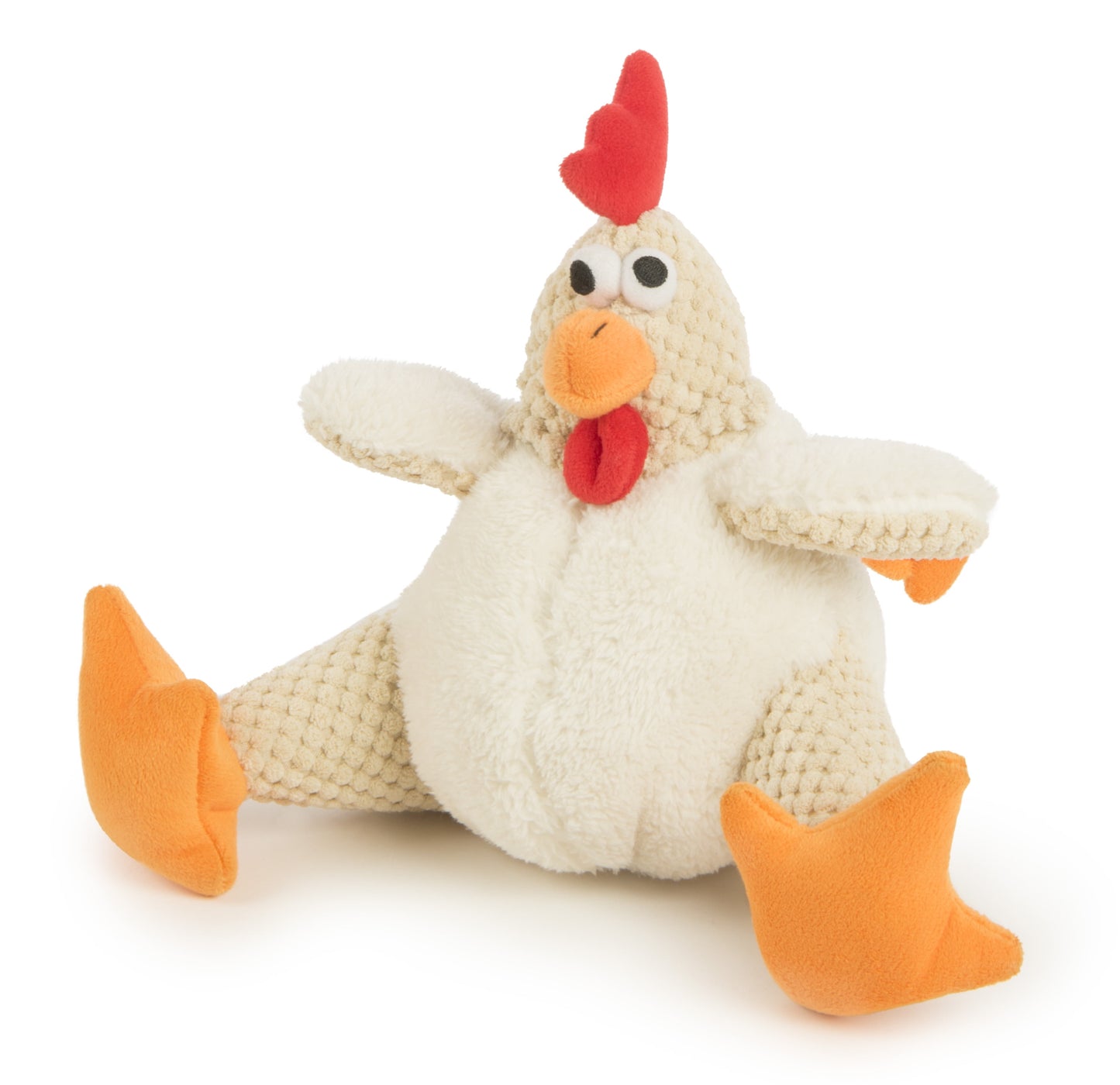 Checkers Fat Rooster Squeaky Plush Dog Toy, Chew Guard Technology - White Large