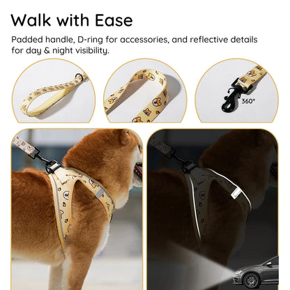 × Pjai & Friends Puppy Harness and Leash Set,Reflective Adjustable Dog Harness for Small Dogs No Pull,Step in Soft Mesh Harness for Extra Small Dogs,Yellow,Xxs