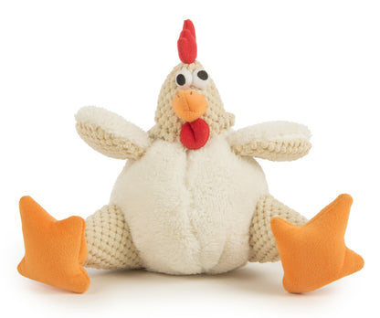 Checkers Fat Rooster Squeaky Plush Dog Toy, Chew Guard Technology - White Large