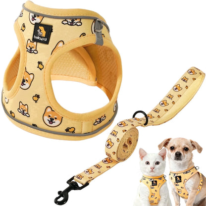 × Pjai & Friends Puppy Harness and Leash Set,Reflective Adjustable Dog Harness for Small Dogs No Pull,Step in Soft Mesh Harness for Extra Small Dogs,Yellow,Xxs